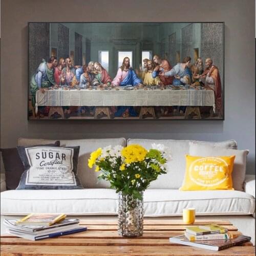Da Vinci Last Supper Paintings Reproductions On The Wall Art Canvas Prints Christian Decorative Pictures Home Decor Cuadros
