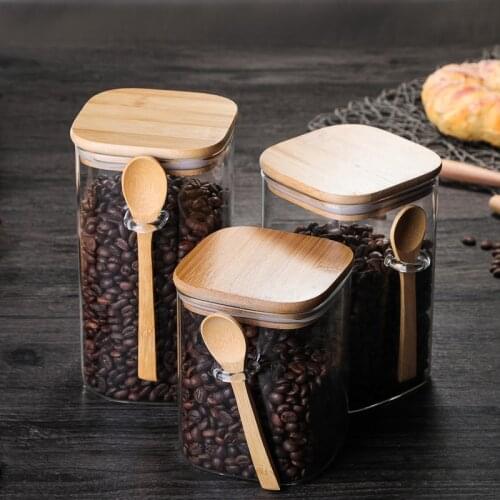 With Spoon Sealed Jar Storage Tank Condiment Coffee Beans Tank Kitchen Supplies Sugar Storage Bottle Tea Box JU32317