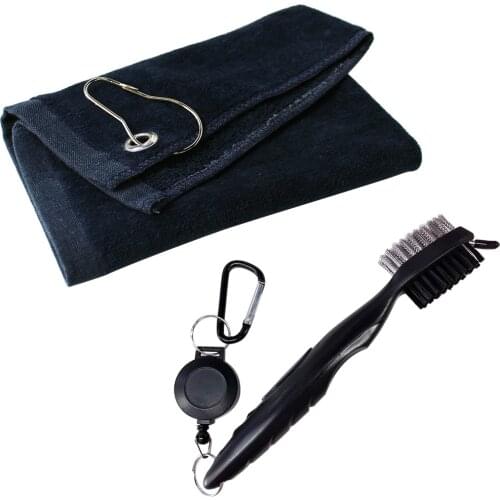 Golf Club Cleaning Brush and Cotton Towel Golf Clubs Head Groove Cleaner Set Drop Ship