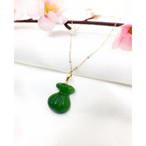 SHILOVEM 18k YELLOW gold Natural green Jasper pendants no necklace classic fine Jewelry women wedding new plant yzz1317665by