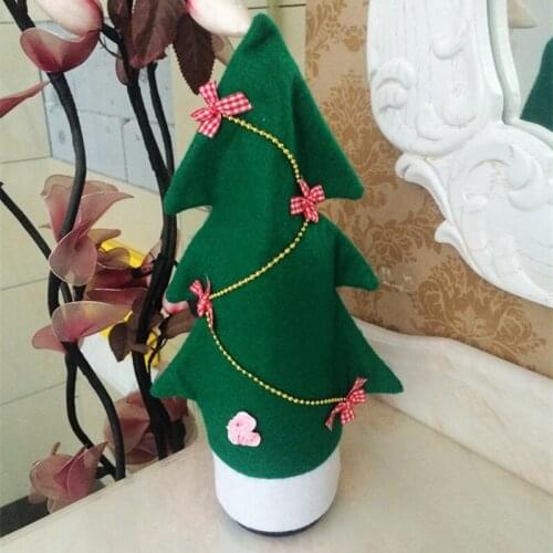 New Year Home Kitchen Decorating Tools Christmas Green Tree Shape Wine Bottle Wine Cover Bag Home Party Decorations Covers