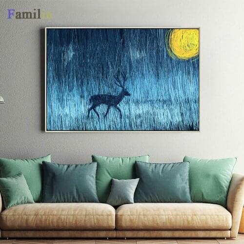 Modern Abstract Deer Canvas Painting Wall Art Pictures For Living Room Home Decoration Huge Posters And Prints