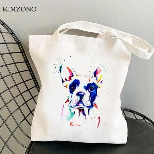 French Bulldog shopping bag shopper reusable bolsas de tela grocery bolso bag reusable foldable bolsas ecologicas sacolas