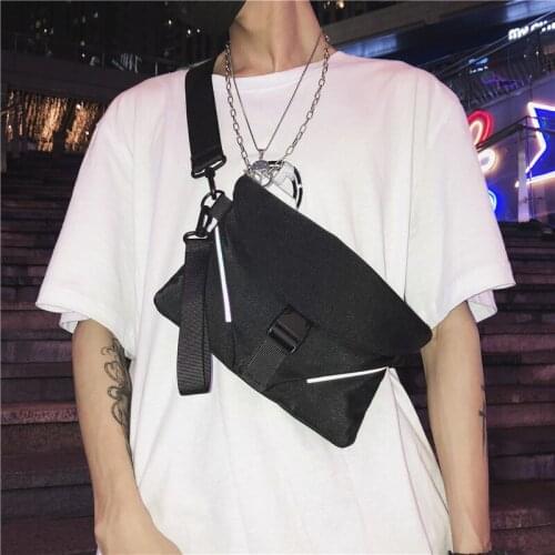 Reflective Men Small Square Single Shoulder Bag Hip Hop Style Mobile Phone Crossbody Bags Women Travel Oxford Cloth Waterproof