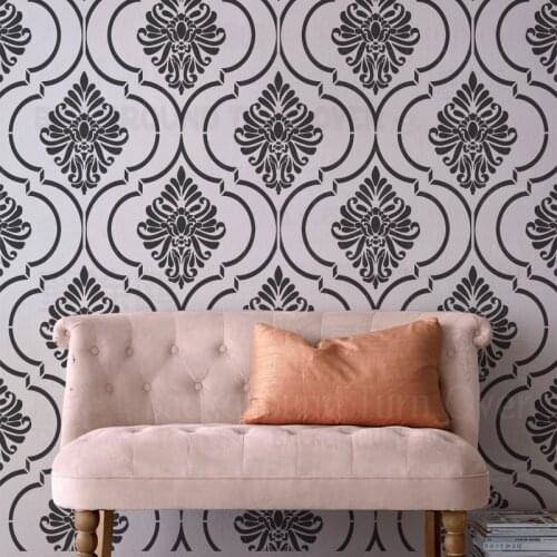 40cm 70cm Stencil For Decor Large Painting On The Wall Furniture Template Paint Niche Lock Damask Vintage Retro Luxury S113
