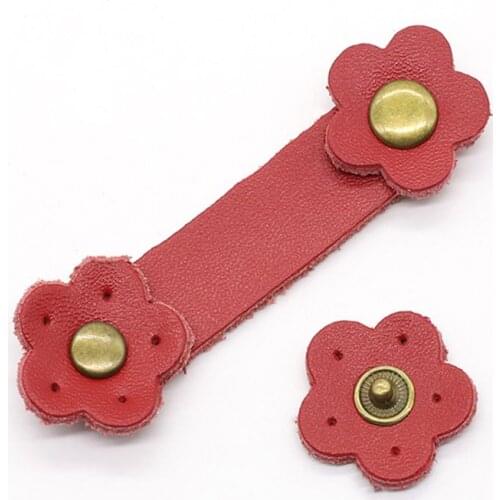 Soft Leather Buckles Purse Hasp DIY Bag Wrist Strap Plum Flower Shape Tool
