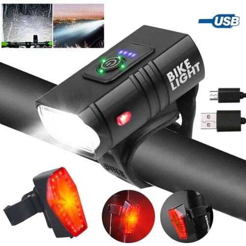 USB Rechargeable Front Bike Light with Power Display 6 Modes Cycling Lamp Safety Night Riding MTB Bicycle Light