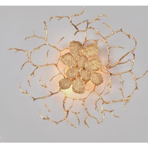 Vintage Copper LED Wall Lamp Brass Tree Branch Wall Light Modern Gold Luxury Wall Sconce Lamp Lighting Living Room Vanity Light