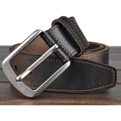 Vintage belt retro belts for men designer high quality luxury brand genuine leather pin buckle belts for men casual business me