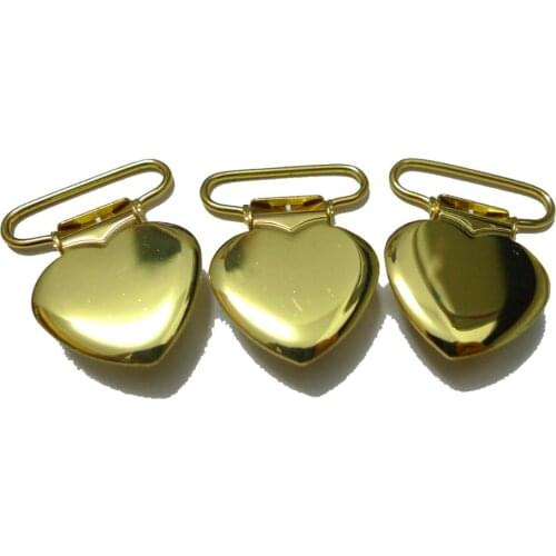 25pcs 1'' 25mm Gold Color Heart Shape Suspender Clips