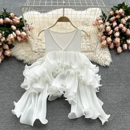 European Summer New Design Sense Niche Heavy Industry Pleated Three-dimensional Ruffled Chiffon Shirt Blouses Women Fashion 2021