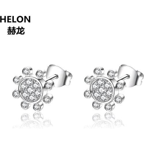 0.1ct SI/H Natural Diamonds Women Stud Earrings Solid 14k White Gold Classic