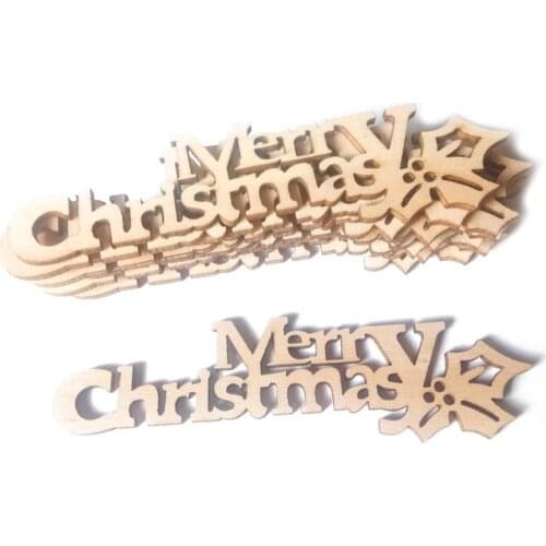 10pcs Merry Christmas Natural Wood Christmas Pattern Craft Accessories Scrapbooking For Handmade Sewing Home Decoration DIY