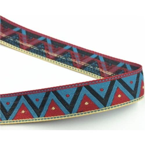 5Yards 20mm 3/4'' Blue Red Black Pattren Splied Woven Jacquard Ribbon Sewing Wedding Party Scrapbooking Supplies Red White Do