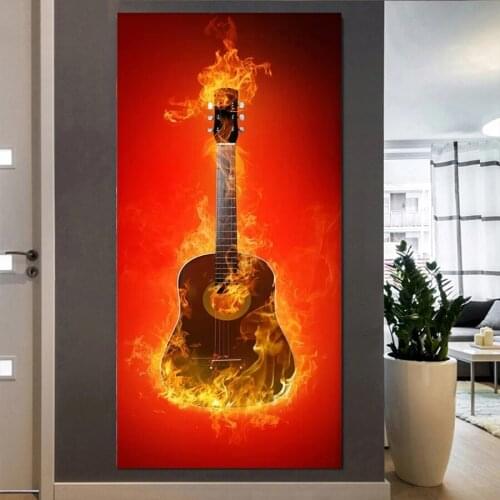 5d diamond Painting Abstract flame guitar diamond embroidery mosaic Cuadros Wall Art Pictures for Living Room Decor