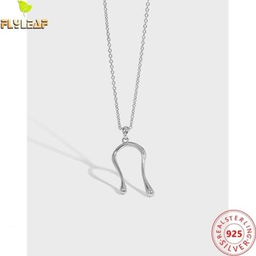 925 Sterling Silver U Shape Long Pendant Necklace For Women High Quality Female Fashion Jewelry Sweater Chain Accessories