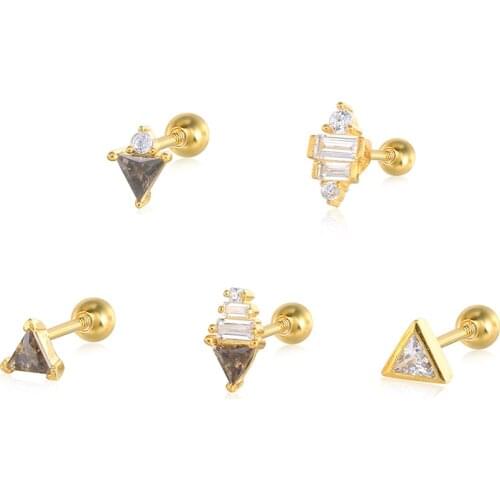 Aide S925 Sterling Silver Stud Earring For Women Black Zircon Korean Piercing Earings Pendientes Plata 925 Fine Jewelry Gifts