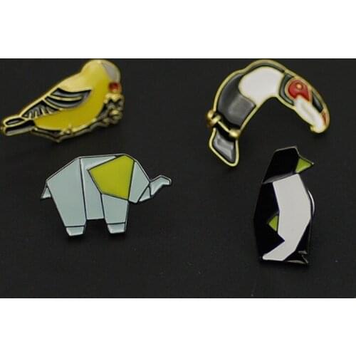 Free shipping wholesale 10 pcs/ lot metal enamel toucan bird penguin elephant badge brooch collar pin