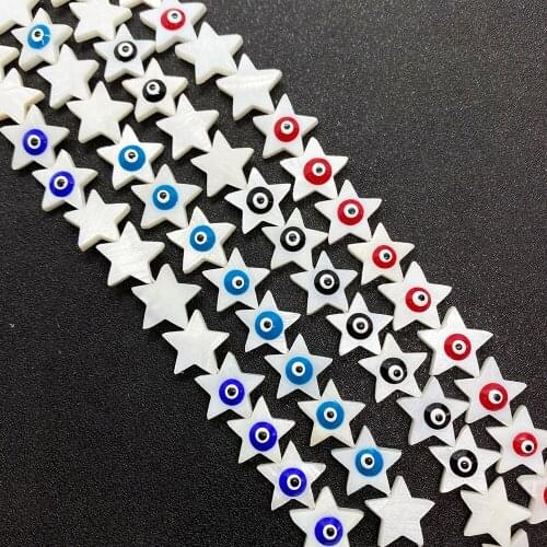 Natural Shell Beads Colored Five-pointed Star Evil Eye Beads Suitable for Jewelry Making DIY Pearl Necklace Bracelet Wholesale
