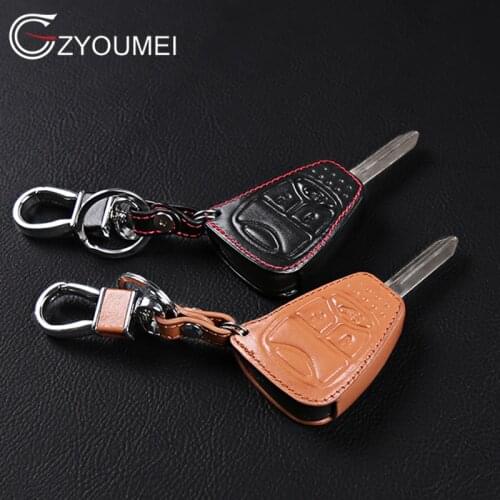 Genuine Leather Car Key Cover key ring holder For Jeep wrangler Compass Liberty CHRYSLER 300 PT Cruiser Sebring Auto Key Case