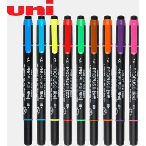 Uni Pus-101t Fluorescent Pen / Double Head Marking Pen Eye-catching Pen Set with Strong Water and Light Resistance