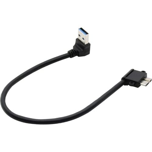Qywo Micro USB 3.0 cable Left angle Micro B to Down angle USB 3.0 male data cable 25cm for hdd ssd hardisk