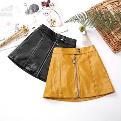 2019 new wholesale girls leather skirt autumn winter fashion girls skirt 4-9t C52