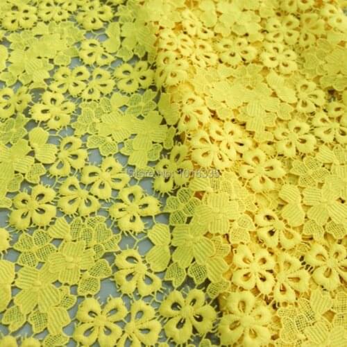 Special offer Yellow lace fabric for ladies tops evening dress beautiful wedding lace fabrics 1 yard