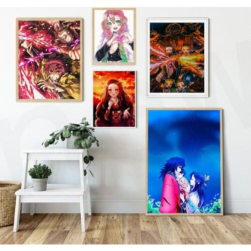 Modular Canvas Demon Slayer Anime Japan Fire Pictures Paintings Home Decor Prints Poster Living Room Modern No Frame Wall Art