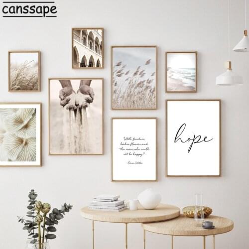 Sand Hand Flower Reed Beach Canvas Wall Art Painting Quotes Nordic Posters And Prints Wall Pictures For Living Room Home Decor