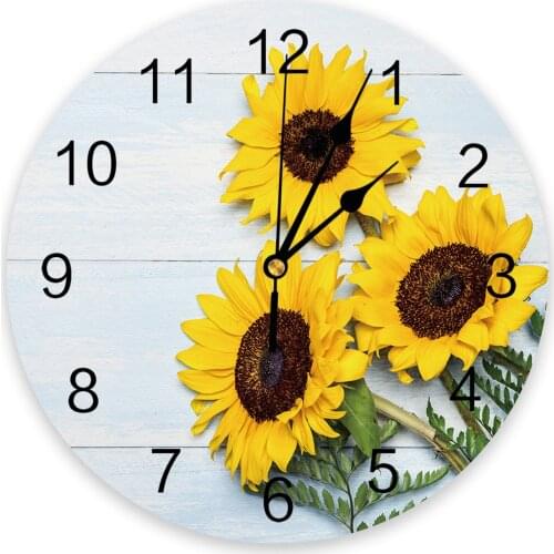 Sunflower Leaves Flowers Wood 3D Wall Clock Modern Design Living Room Decoration Kitchen Clock Art Wall Watch Home Decor