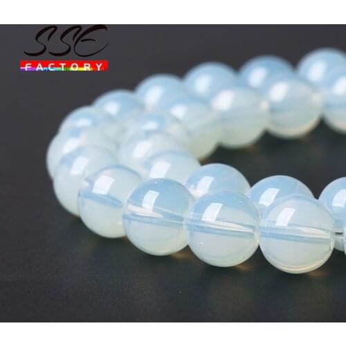 Natural Stone White Opal Beads Opalite Quartz Round Beads 15" 4 6 8 10 12 14 mm For Jewelry Making DIY Bracelet Accessories O32