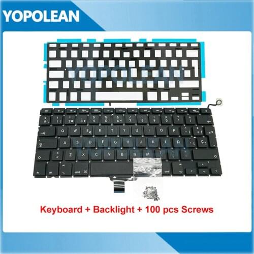 NEW Spain Spanish Keyboard with Backlight and Screw For Macbook Pro 13" A1278 2009 2010 2011 2012