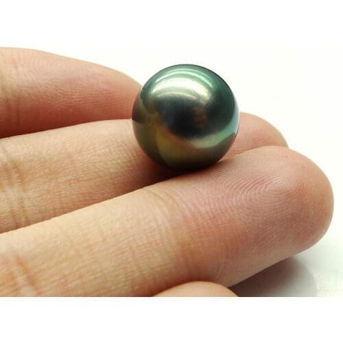 Huge 9.2MM tahitian black blue round loose pearl half drilled