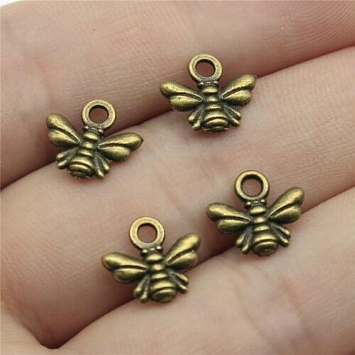 100pcs 10x11mm 2 Colors Small Bee Charms Bee Charms For Jewelry Making Honey Bee Charm