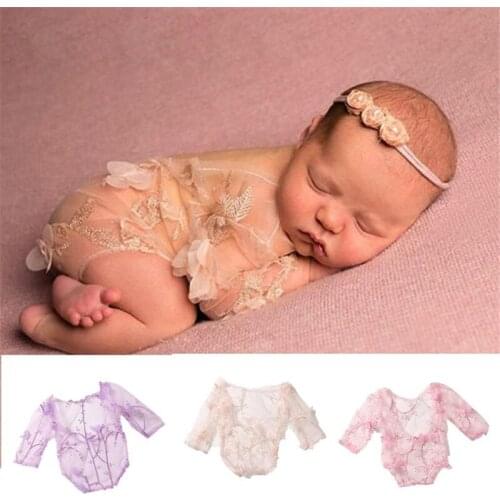 Newborn Photography Props Baby Girl Outfit Cloth Lace Romper Baby Photo Studio Outfits Accessories
