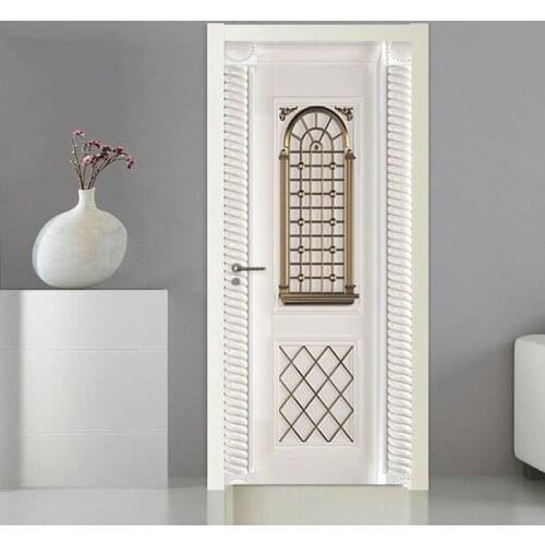 PVC Self-Adhesive Door Sticker 3D Stereo Relief European Style Line Wallpaper Living Room Bedroom Waterproof Sticker Door Decals