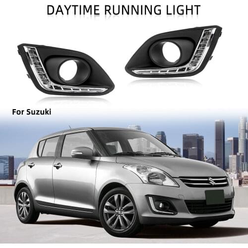 LED DRL Headlight for Suzuki Swift 2014 2015 2016 2017 Fog Light Daytime Running Light Fog Lights Driving Fog Lamps Relay