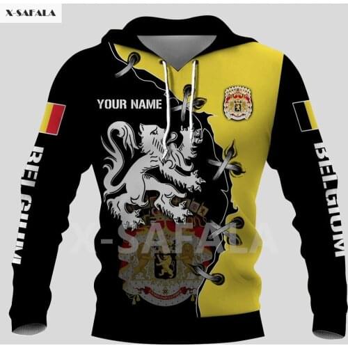 Lion Shield Belgian Map Flag 3D All Printed Hoodie Man Women Harajuku Zipper Pullover Sweatshirt Jacket