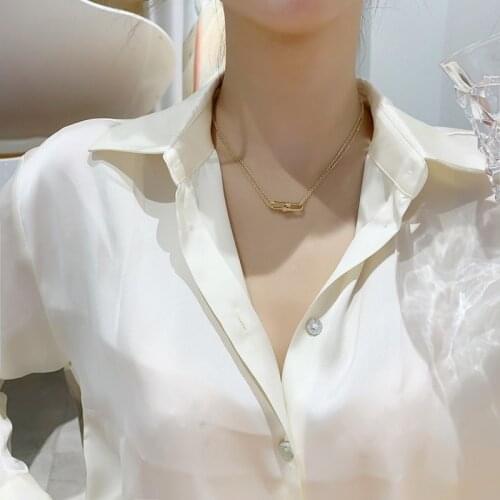 U-Magical Elegant Asymmetric Double Layer Chain Pendant Necklace for Women Gold Metallic Geometrical Party Necklace Jewellery