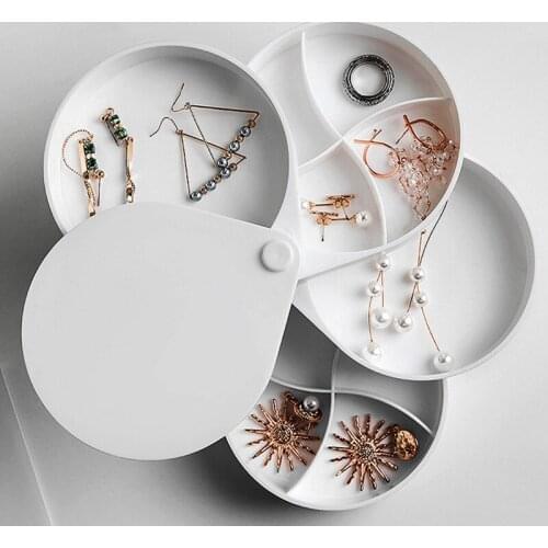 High Quality 4 Layers Rotatable Jewelry Storage Boxs Earring Necklace Simple Girl Plate Jewelry Organizer Dropping Ship