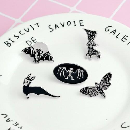 1PCS Fashion Black Punk Style Fossil Series Dinosaur Bat Butterfly Moth Brooch Garment accessories Friends'Birthday Gifts