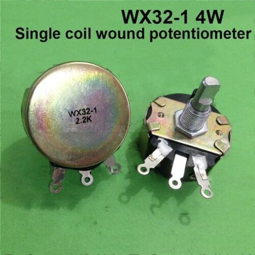 1Pcs WX32-1 4W 2.2K single-loop wirewound potentiometer D-type shaft with semicircular handle for governor