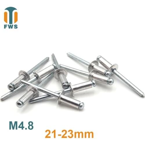 10 PCS M4.8 21-23mm DIN EN ISO 15977 GB /T 12618.1 Aluminum Open End Blind Rivets Pop Rivets With Protruding Head For Furniture