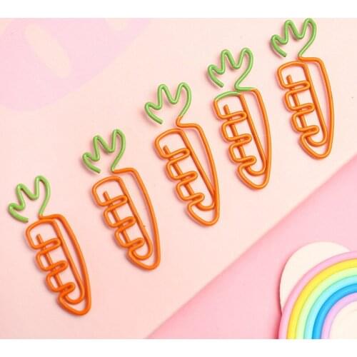 1000 PCS New Arrive Creative Carrot Shaped Paper Clip Metal Bookmark Students Stationery School Office Supplies