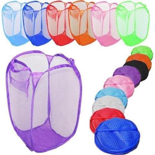 200Pcs/Lot Laundry Bag Pop Up Mesh Washing Foldable Laundry Basket Bag Bin Hamper Storage