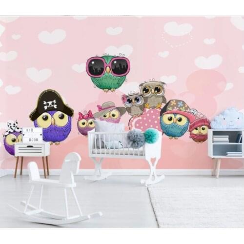 3d wall murals wallpaper for living room Hand drawn cartoon animal owl children room home decor photo wallpaper for walls 3 d