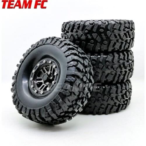 4PCS 108MM/120mm 1.9" Rubber Tires & Metal Beadlock Wheel Rims for 1:10 RC Rock Crawler car Axial SCX10 90046 TRX-4 S289