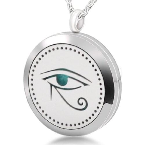 5pcs Aromatherapy Essential Oil Locket Stainless Steel Necklace Jewelry Eye Of The Soul Perfume Diffuser Pendant Locket