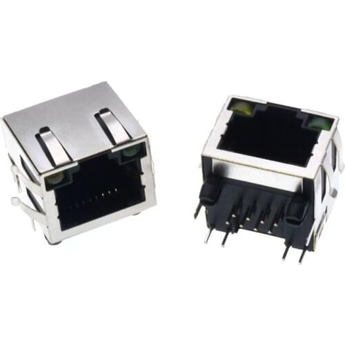 50pcs/lot New RJ45 Modular Network PCB Jack 56+LED Female Socket Network Shielded Lan Connector